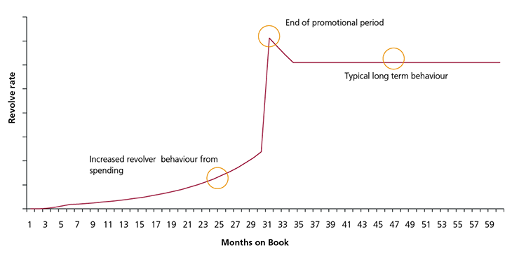 Figure 13: Example monthly revolve rate for a long-term balance transfer offer