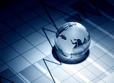 A globe on top of a finance image